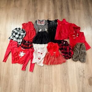 GIRLS PRETTY AND SPARKLY FESTIVE HOLIDAY CHRISTMAS BUNDLE SIZE XS/4T/5T
